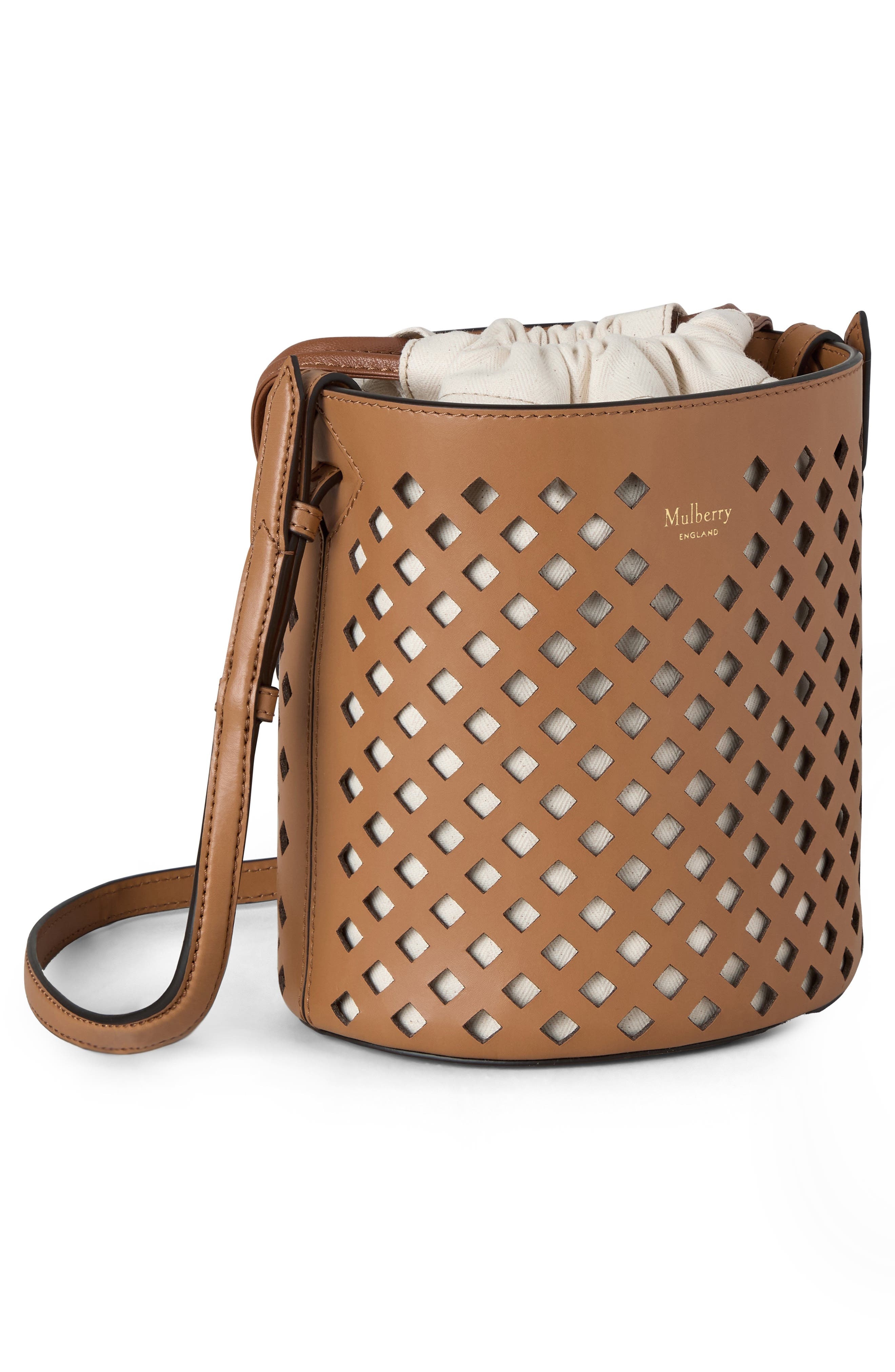 Mulberry Diamond Perforated Leather Bucket Bag in Toffee at Nordstrom - 5
