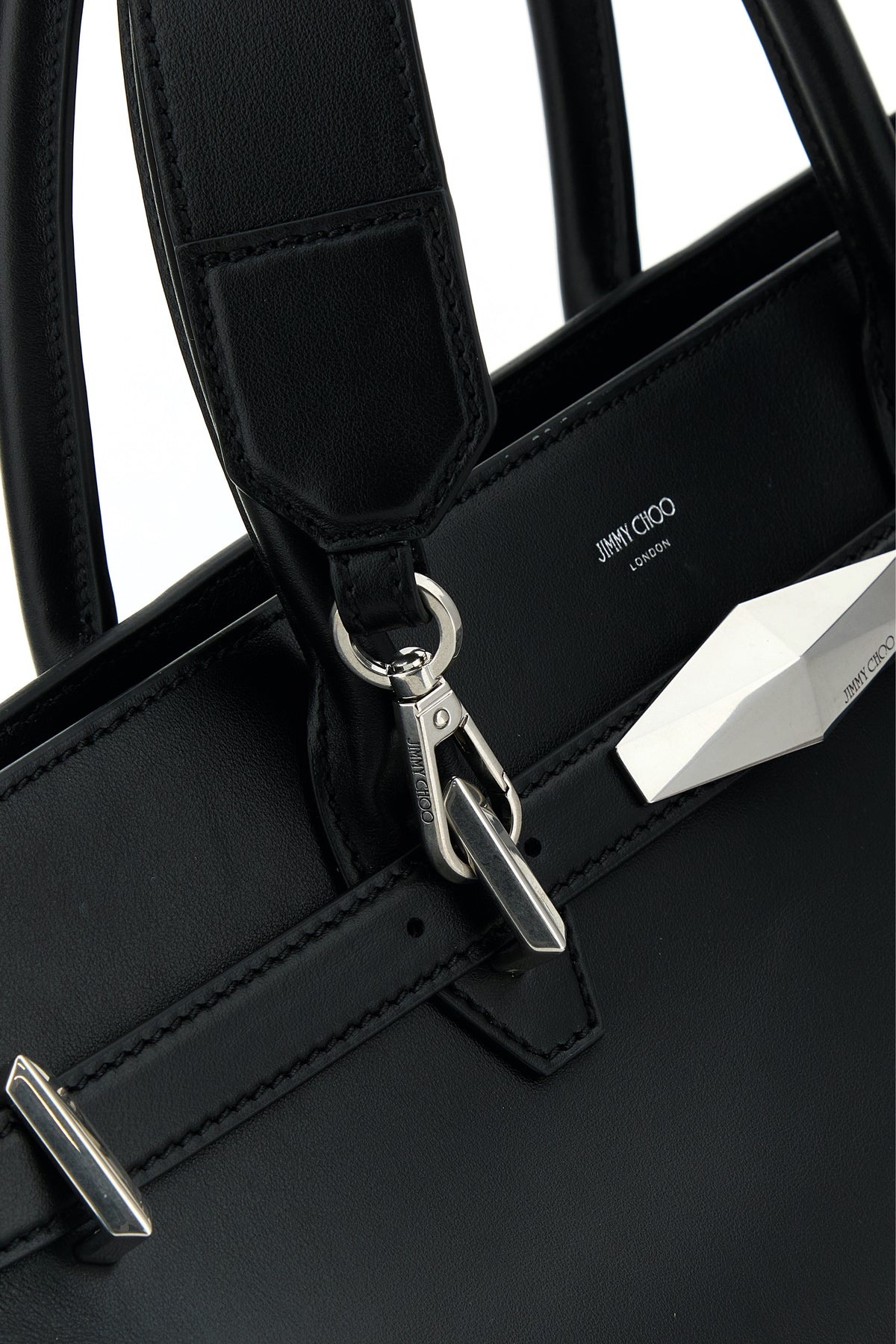 Black leather large Diamond Belted shopping bag - 4