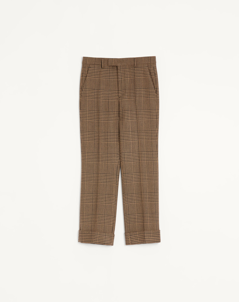 VALENTINO WOOL TROUSERS WITH GLEN PLAID PATTERN AND TURN-UPS 1
