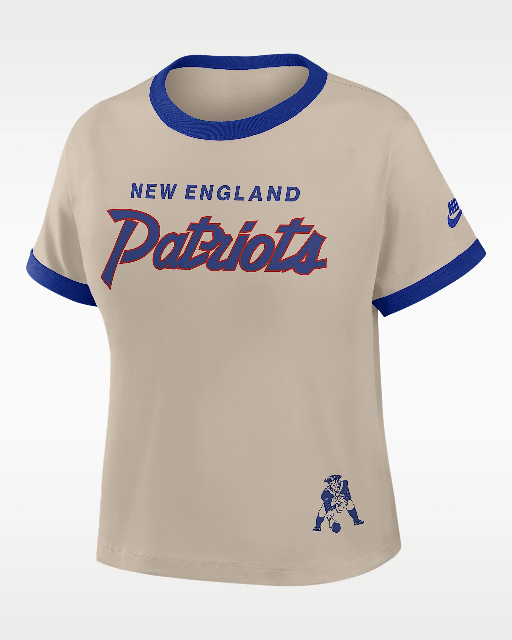 New England Patriots Rewind Ringer Mod Women's Nike NFL Cropped T-Shirt - 1