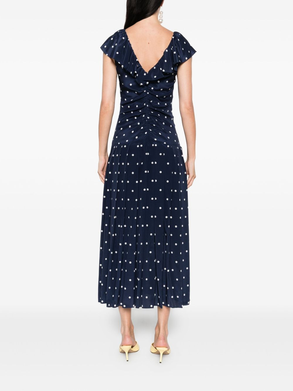 polka dot-print ruffled dress - 4