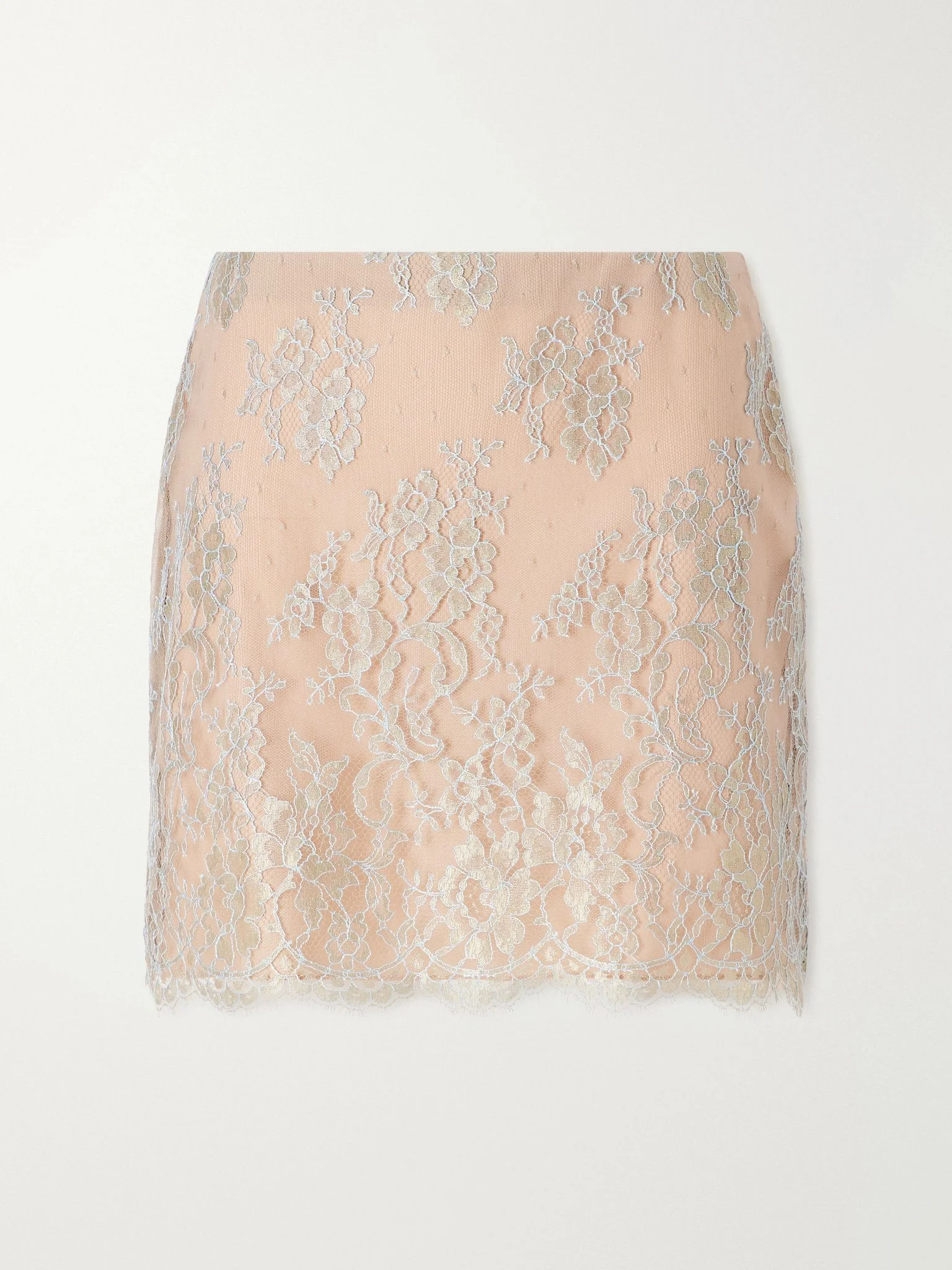 Metallic lace-trimmed satin mini skirt Neutral - 1