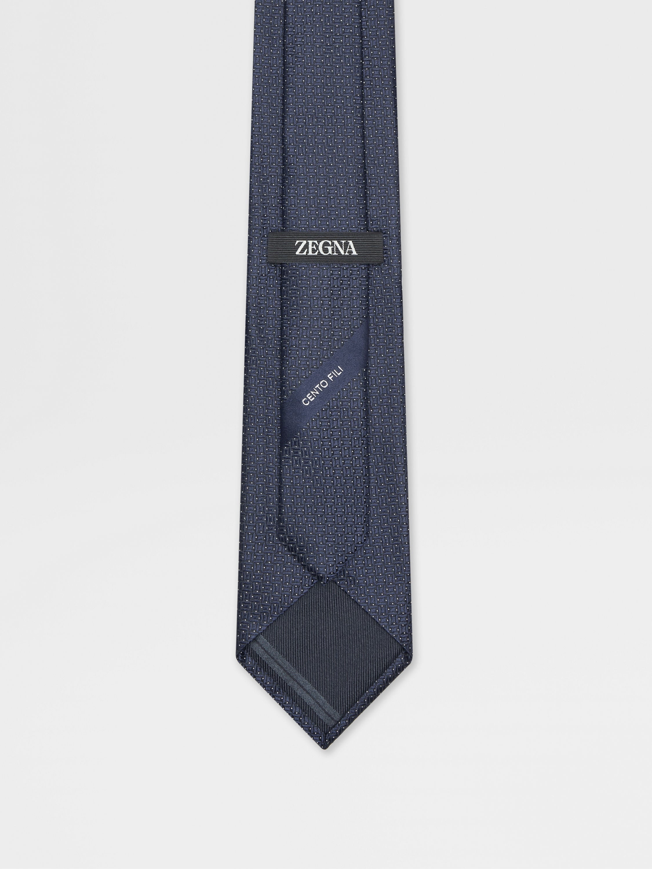 DARK BLUE CENTO FILI SILK TIE - 3