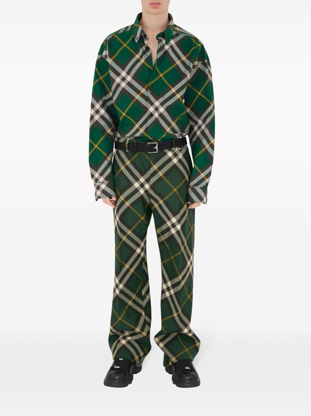 EKD-embroidered checkered cotton shirt - 2