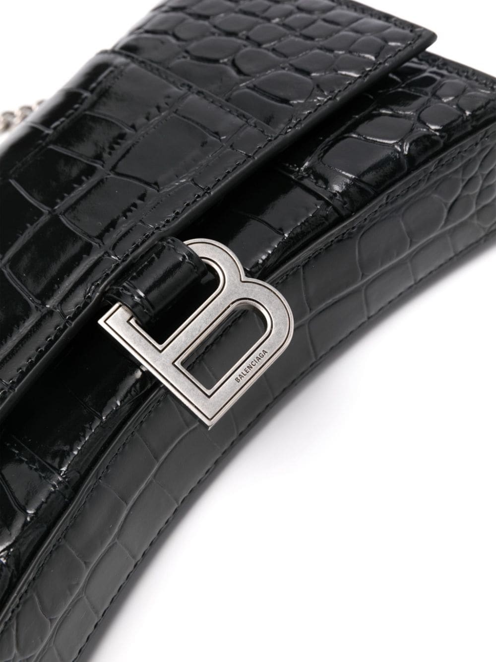 Hourglass crocodile-effect leather crossbody bag - 4