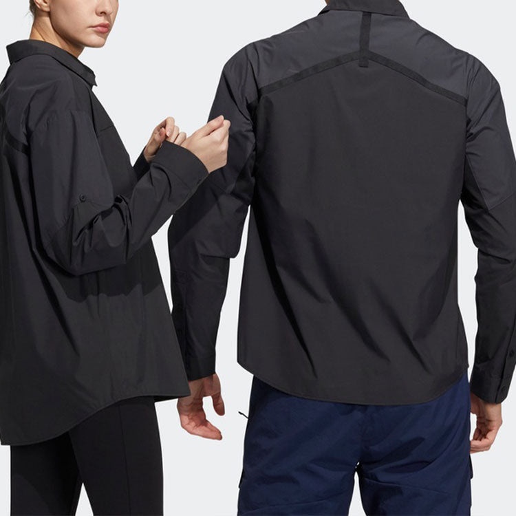 adidas Casual Sports Solid Color Breathable Long Sleeves Shirt Black H13776 - 3