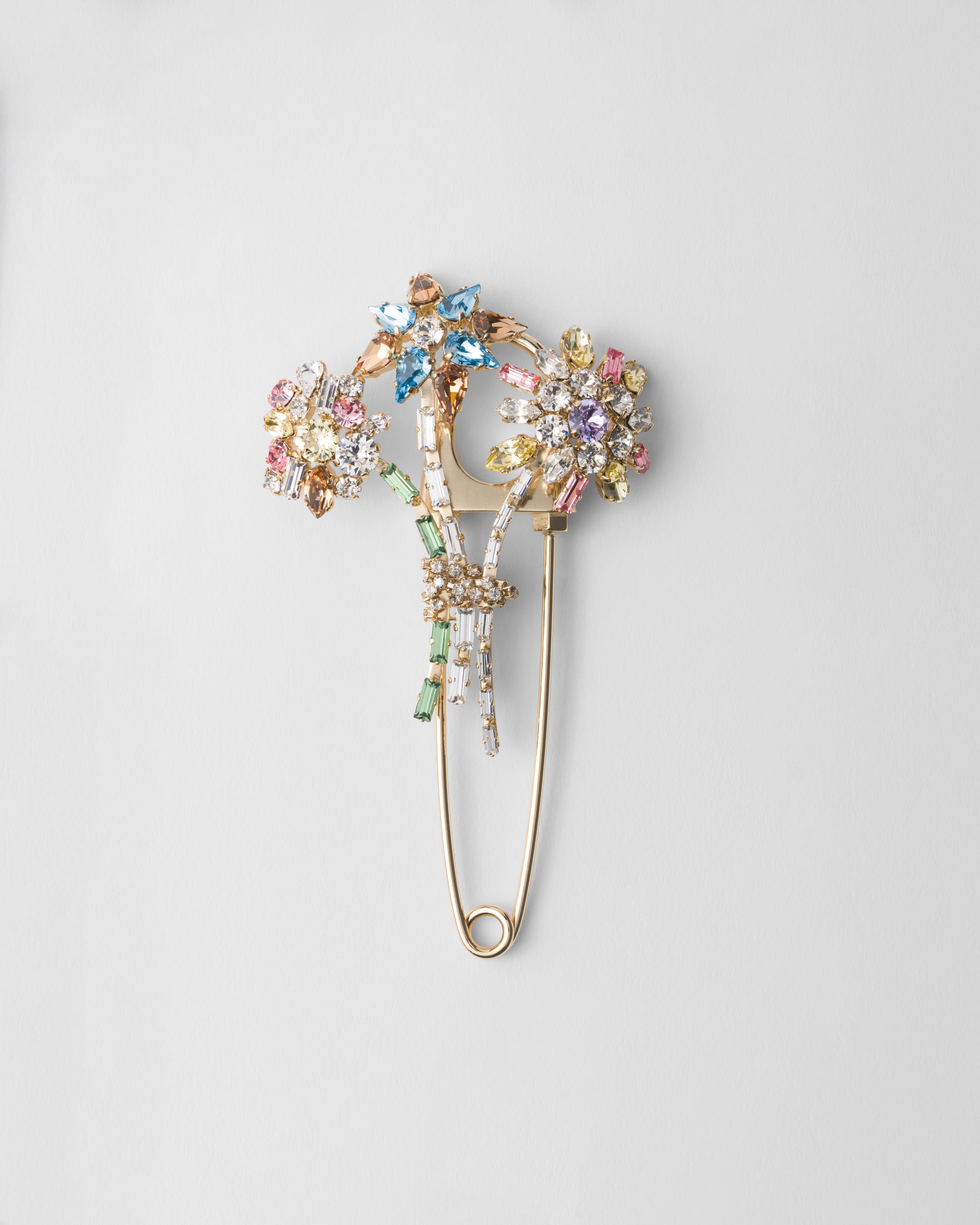 Metal brooch with crystals - 1