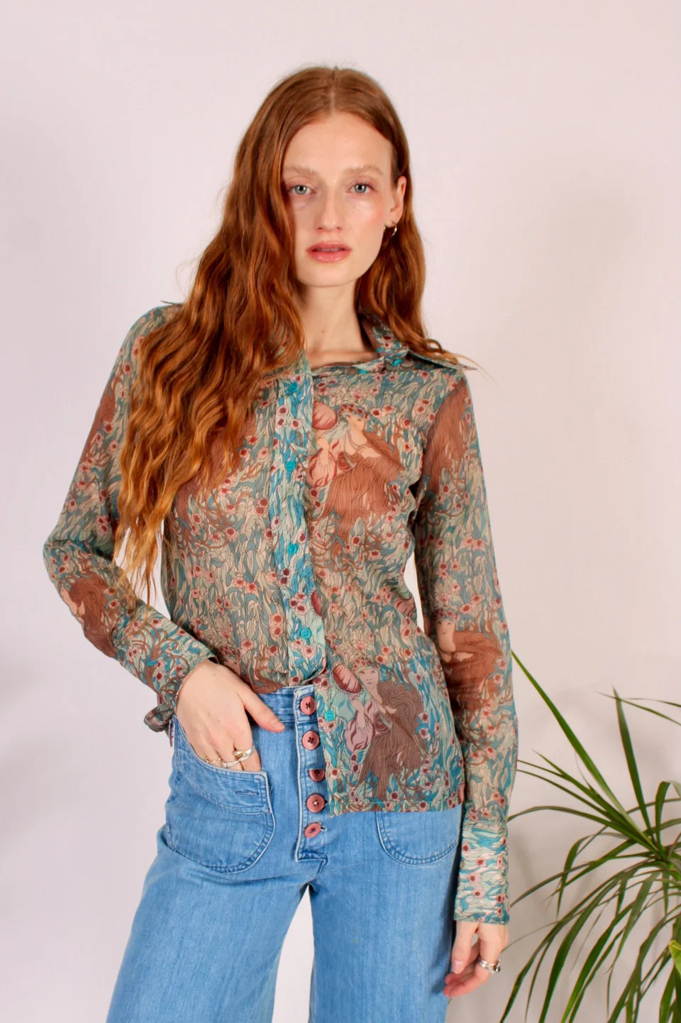1970's Regina Porterhouse Button Up Blouse Selected By Wolf And Moon Vintage - 1