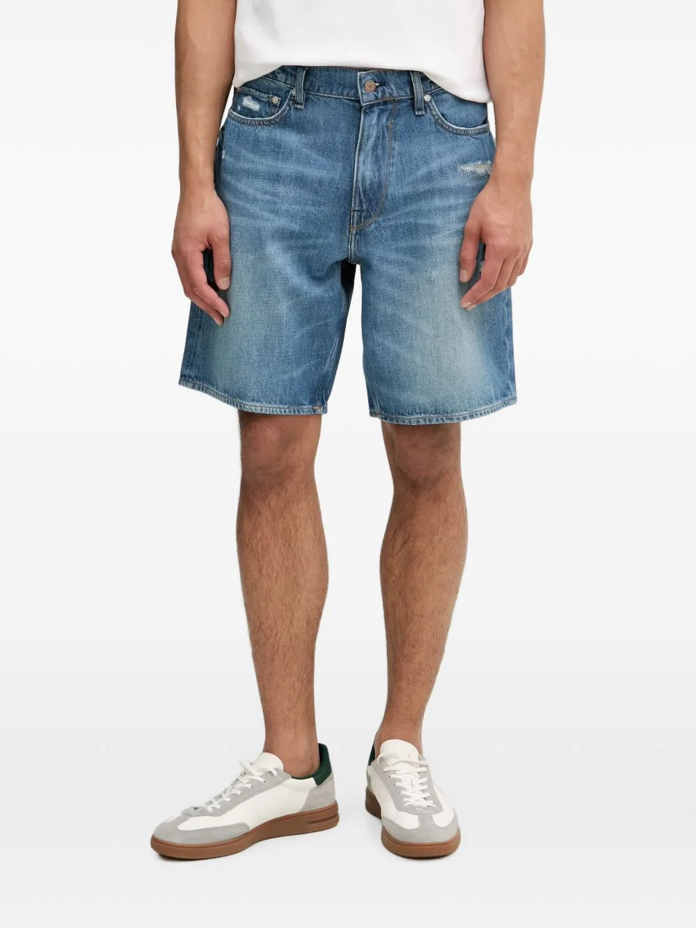 distressed denim shorts - 1