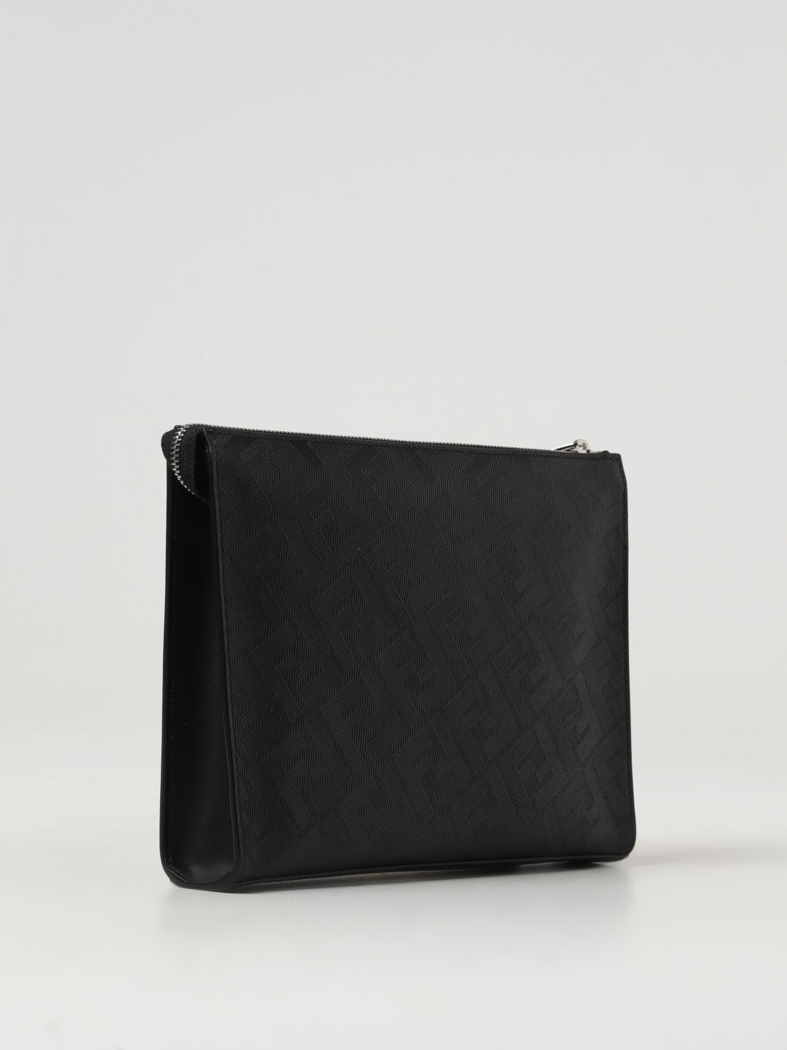 Fendi Diagonal clutch in leather with embossed FF pattern - 2