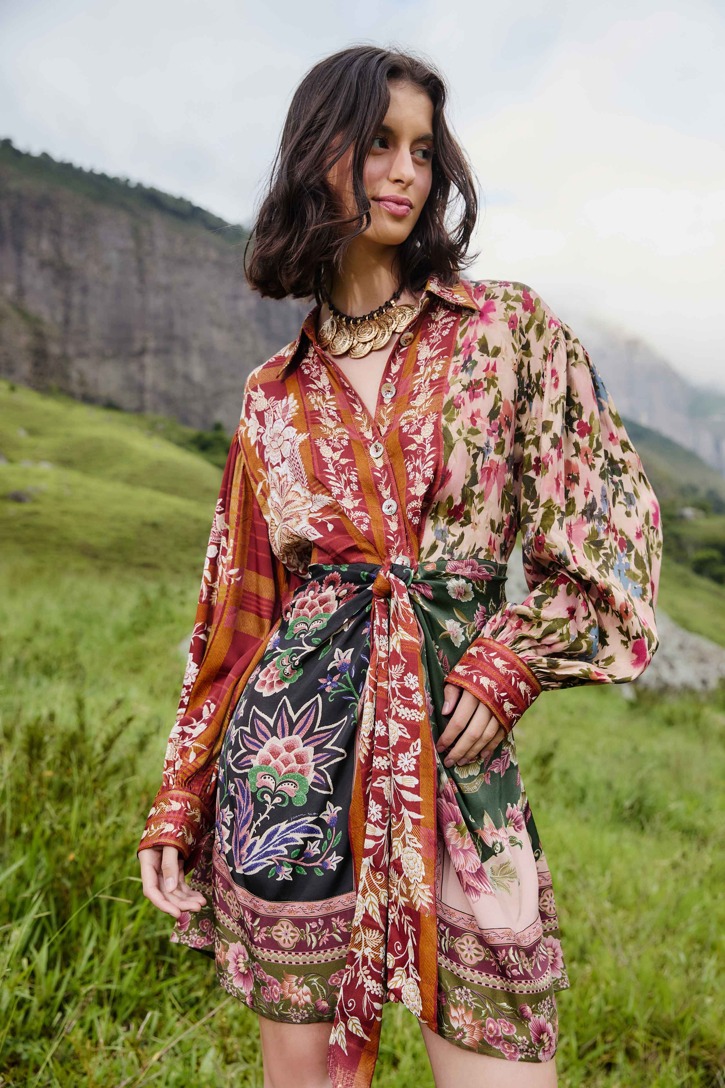 Mixed Winter Garden Lenzing™ Ecovero™ Viscose Mini Dress - 4