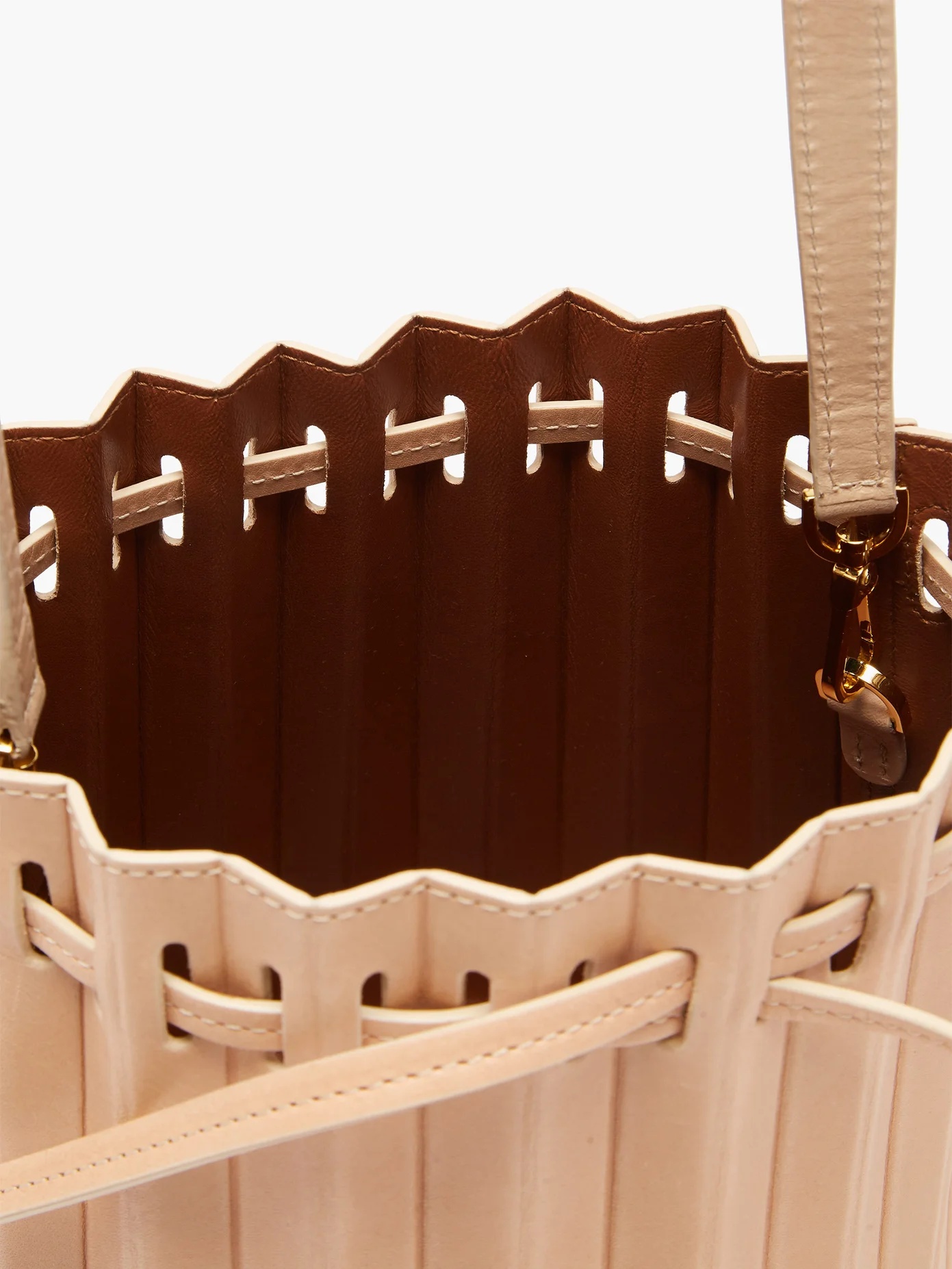 Pleated mini leather bucket bag - 5