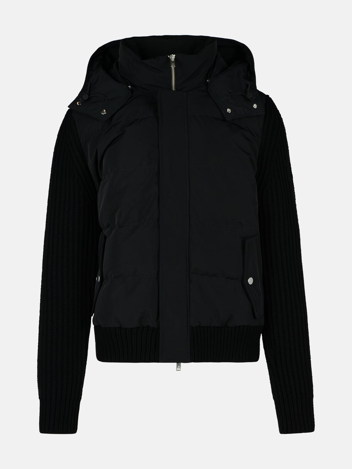 'MAPLE HYBRID' BLACK WOOL BLEND BOMBER JACKET - 1