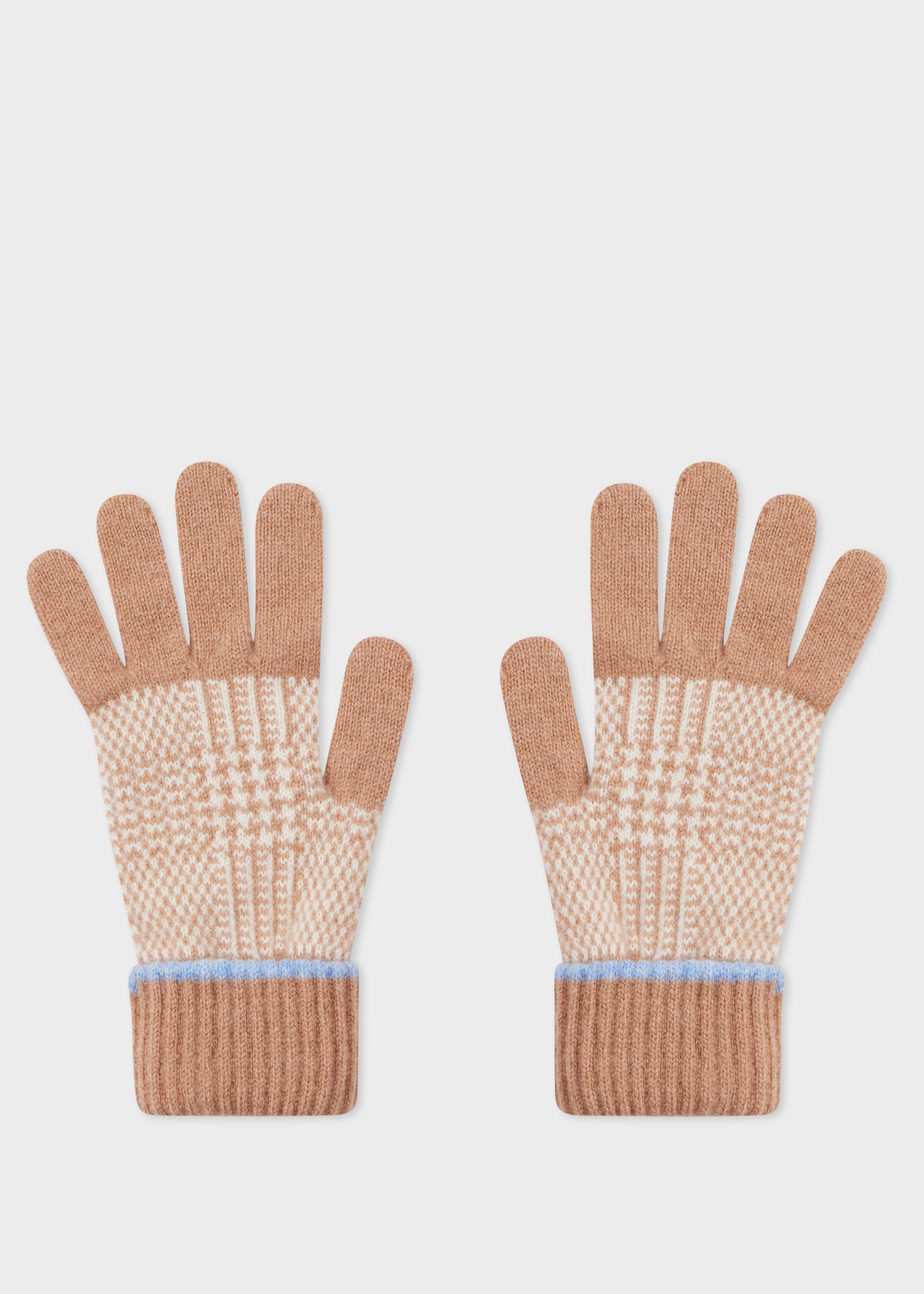 Women's Camel Prince of Wales Check Gloves - 1
