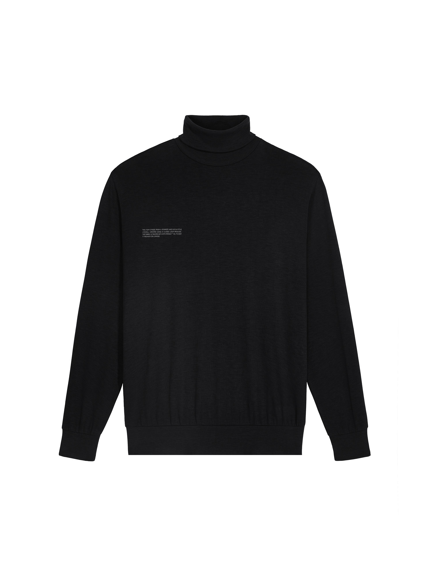 Women's Seaweed Lyocell Fine Knit Turtleneck Top - Black - 1