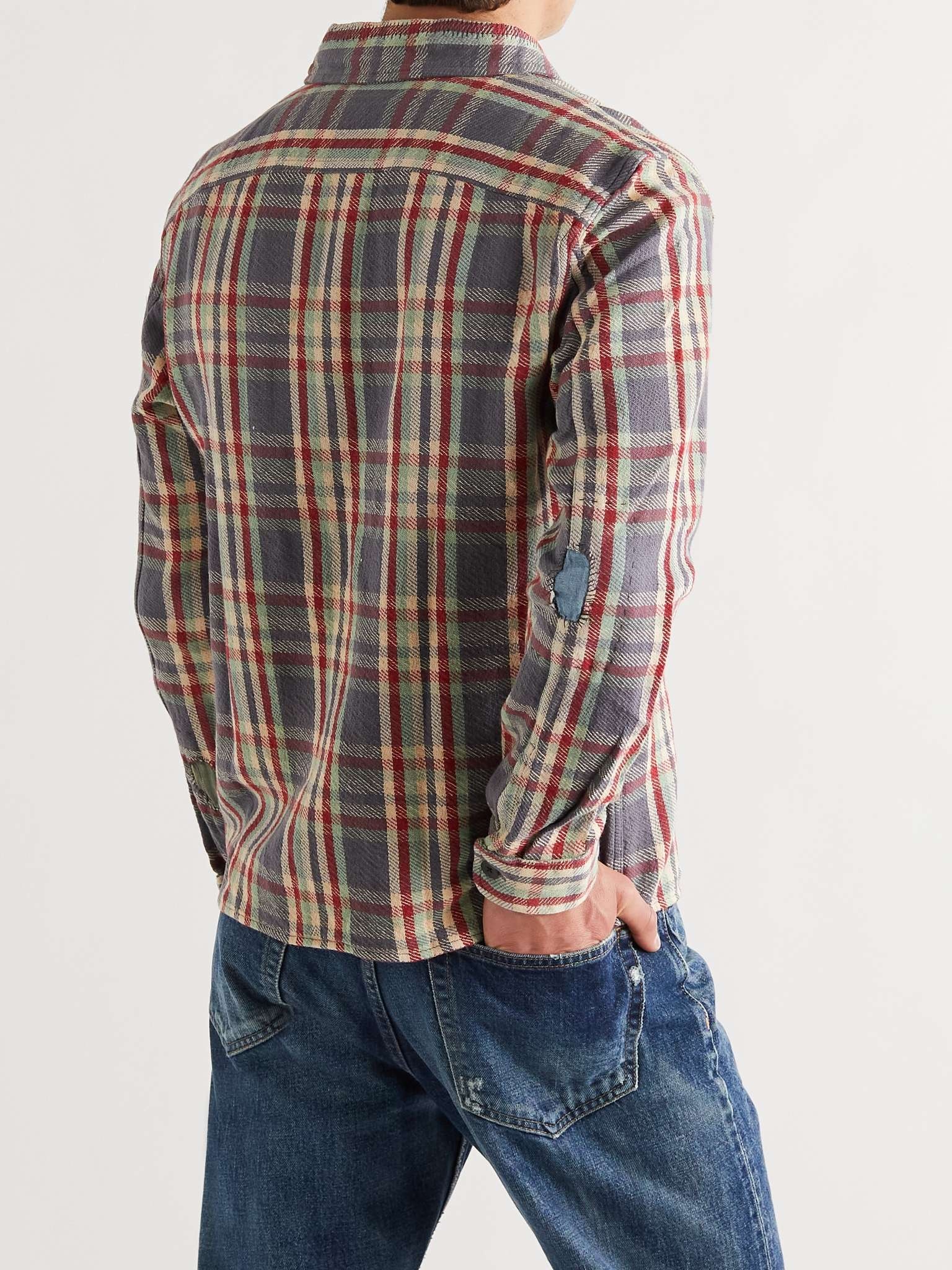 Askin Distressed Checked Cotton-Flannel Overshirt - 4