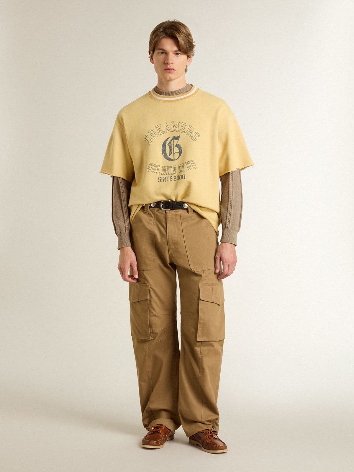 Men's beige sweater with embroidered logo - 3