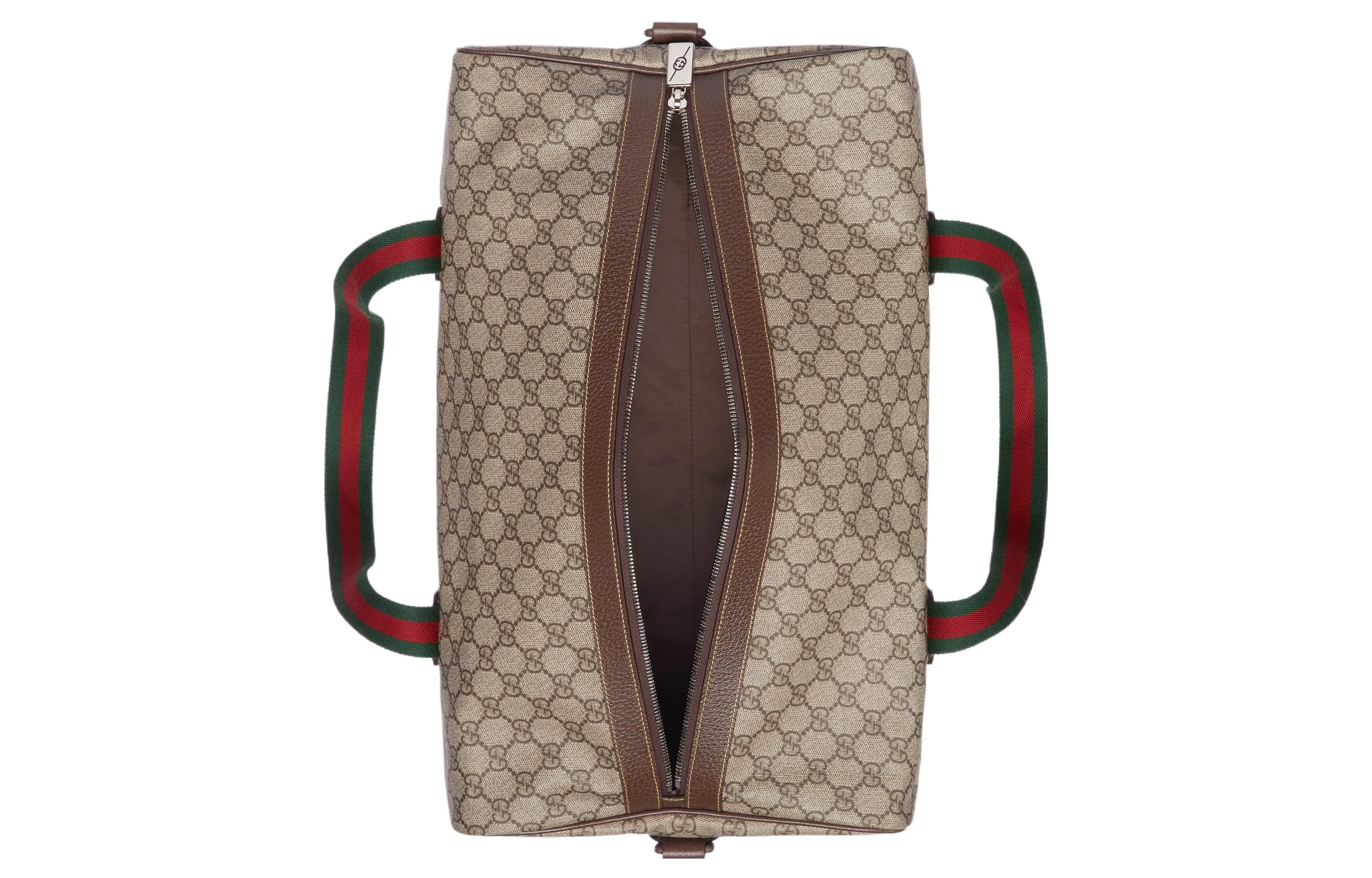 Gucci Medium Duffle Bag With Web 'Beige Brown' 758664-FACK7-9768 - 6