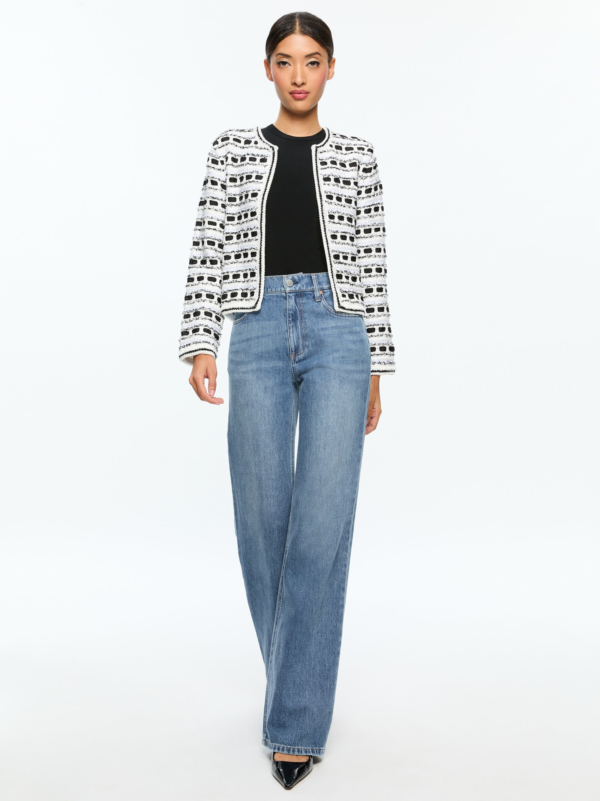 MARJORIE TEXTURED TWEED STITCH CARDIGAN JACKET - 3