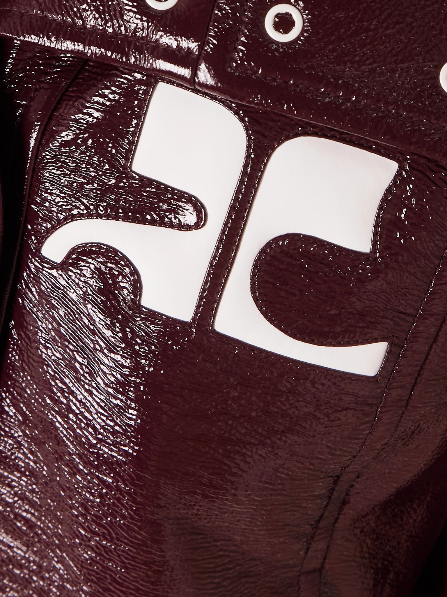 Reedition appliquéd coated cotton-blend jacket Burgundy - 5