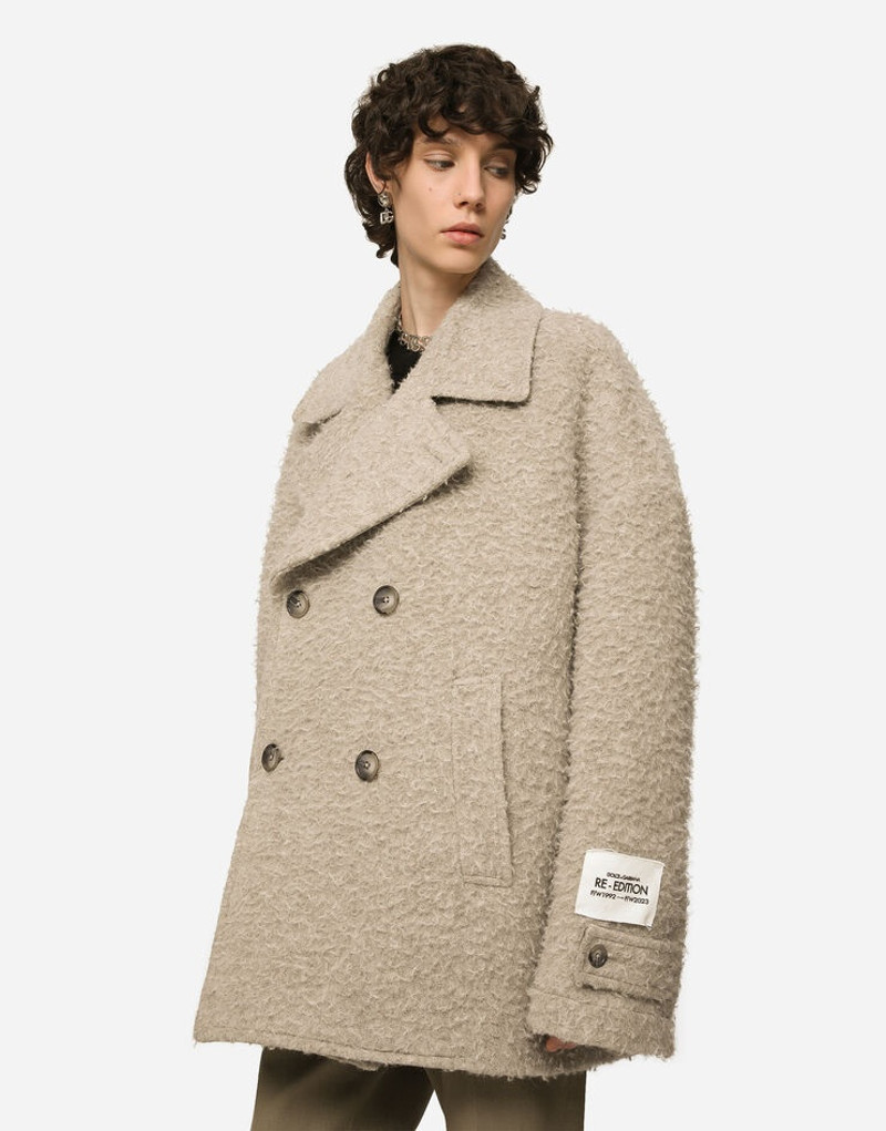 Vintage-look double-breasted wool and cotton pea coat 4