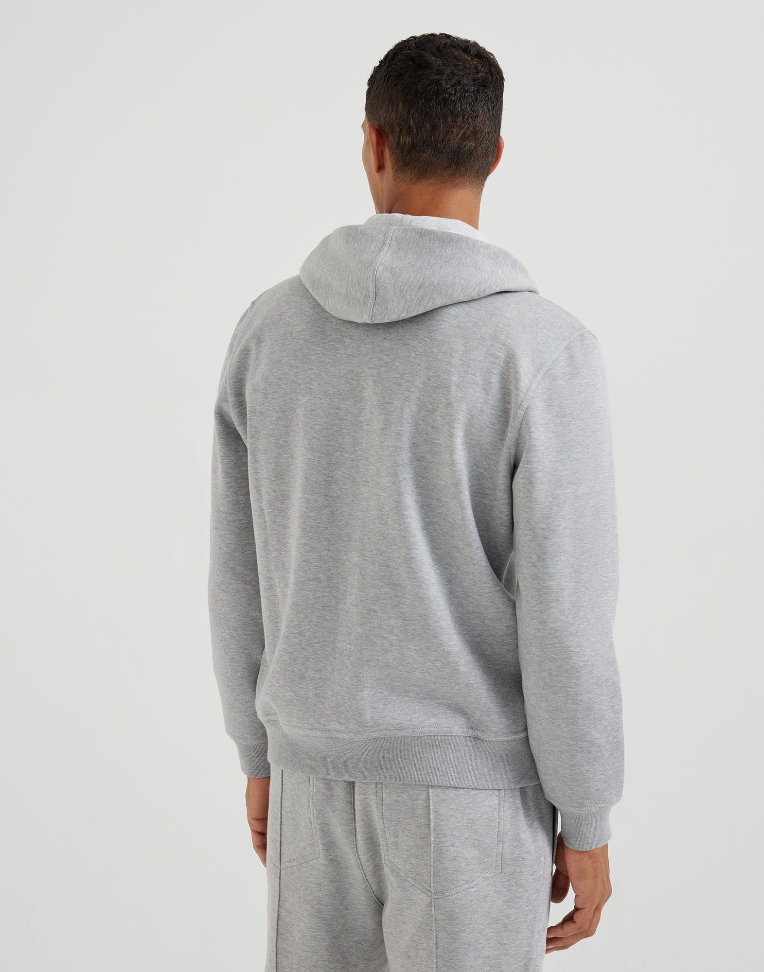 Cotton, cashmere and silk French terry double cloth hooded sweatshirt with zipper - 2