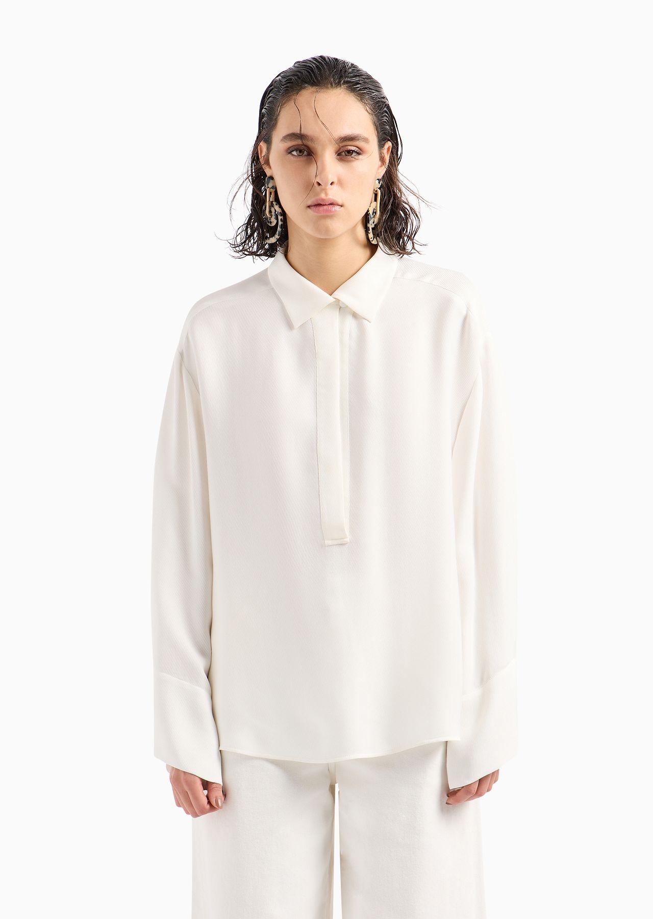 Cupro drill shirt with popover opening - 2