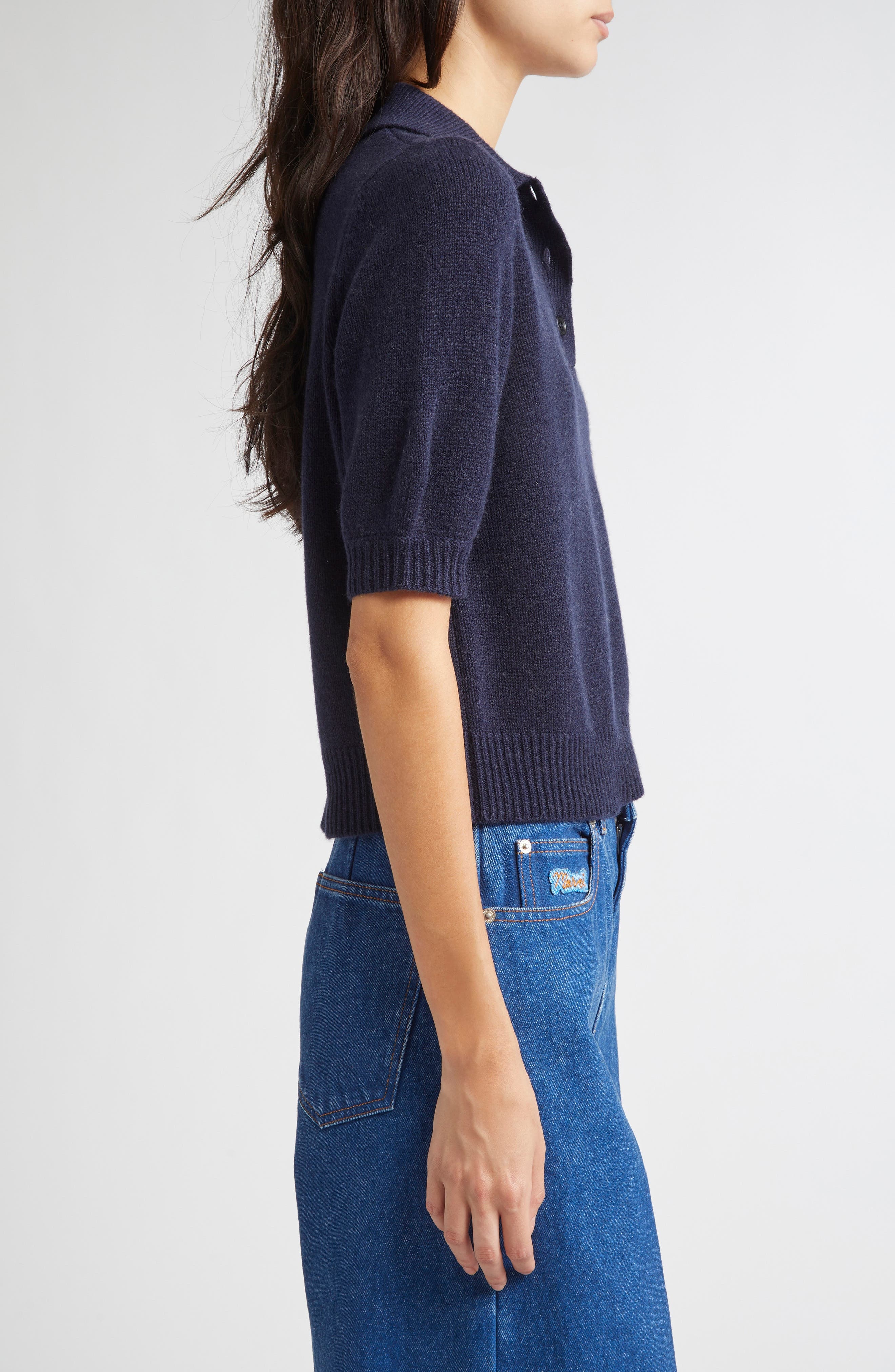 Marni Mending Logo Cashmere Sweater in 00B80 Ink at Nordstrom - 3