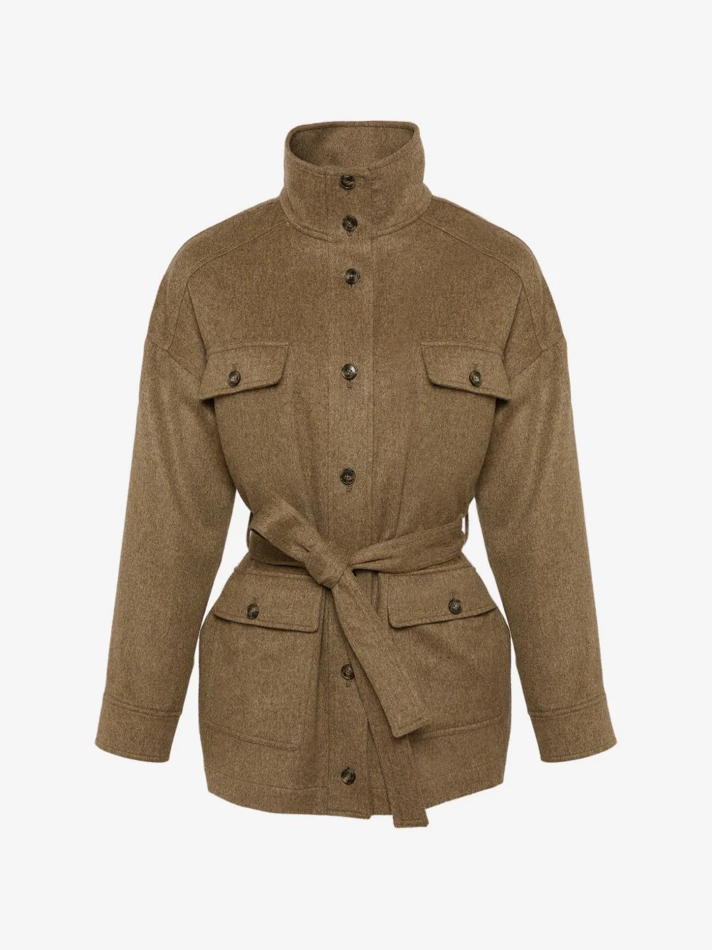 button belted cashmere jacket - 1
