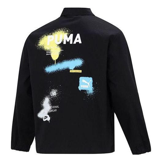 PUMA Logo Printing Loose Woven lapel Jacket Black 536089-01 - 2