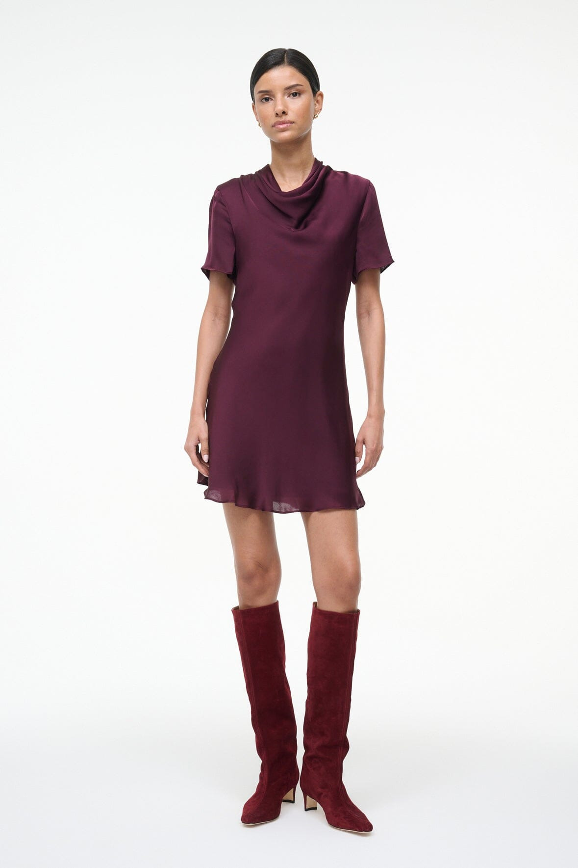 STAUD IRIS SILK DRESS SYRAH - 6