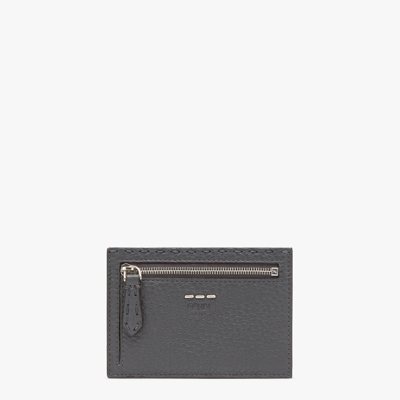 Large card holder with front zipper pocket. With five slots on the reverse side. Made of gray Cuoio  1