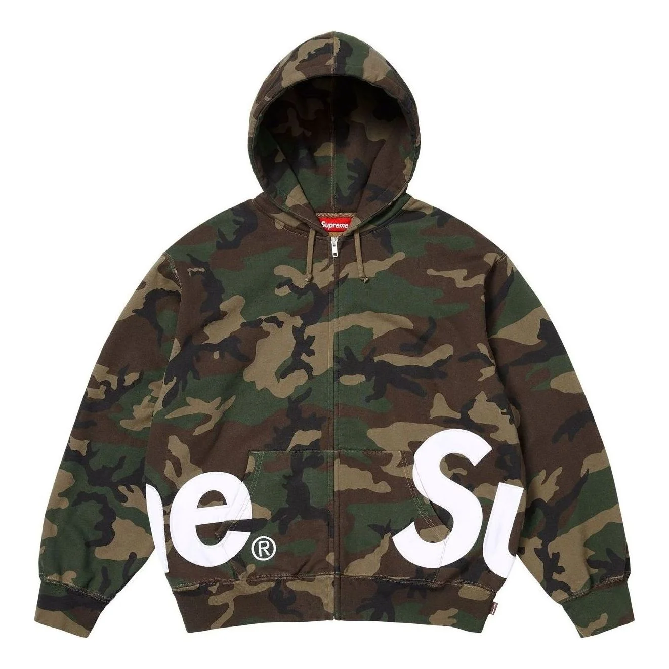 Supreme Big Logo Zip Up Hooded Sweatshirt 'Woodland Camo' SS25SW46-WOODLAND-CAMO - 1