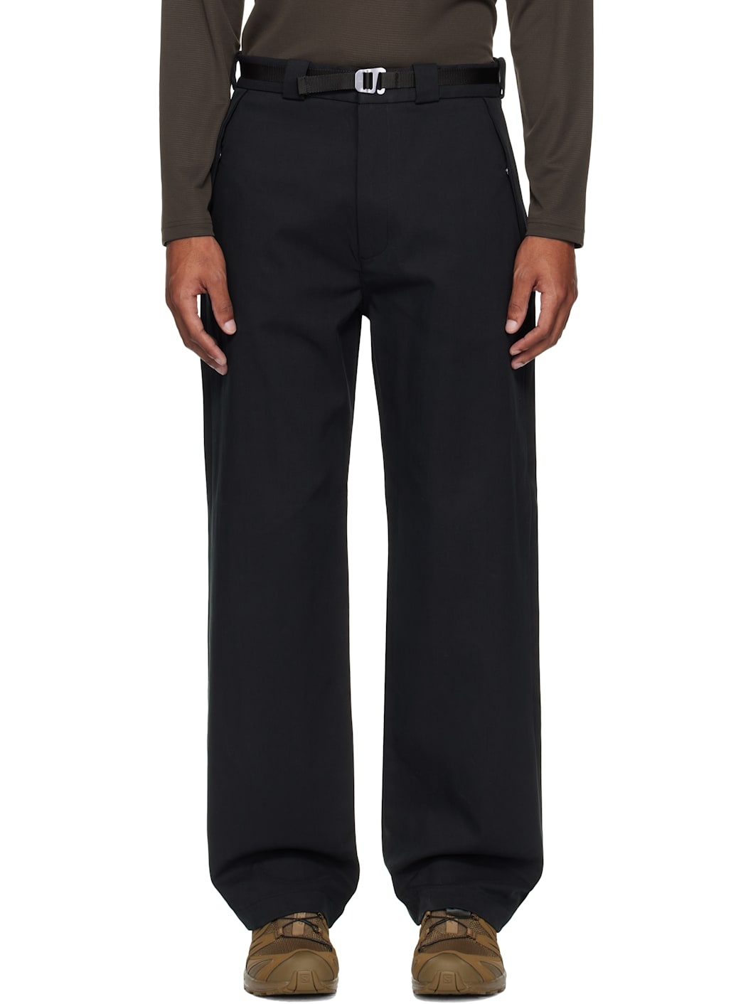 Black Buckle Chino Trousers - 1