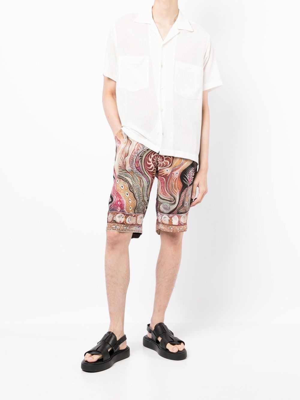 DARK STAR GRAPHIC-PRINT SILK SHORTS - 2