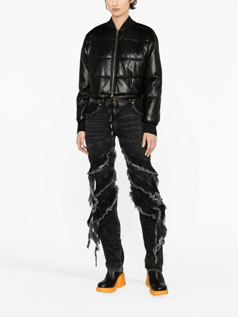 MSGM padded cropped faux-leather jacket outlook
