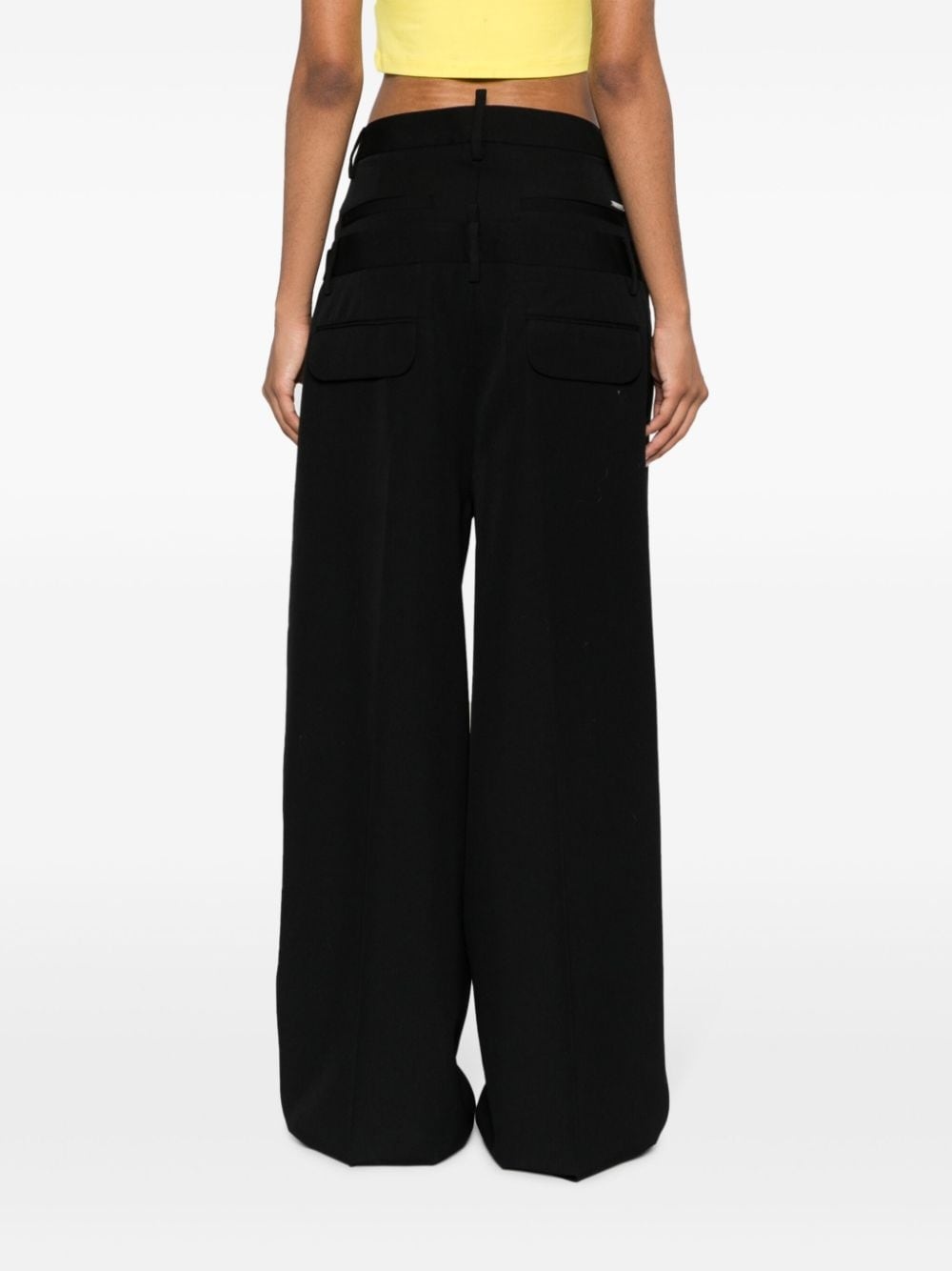 layered wide-leg virgin-wool trousers - 4