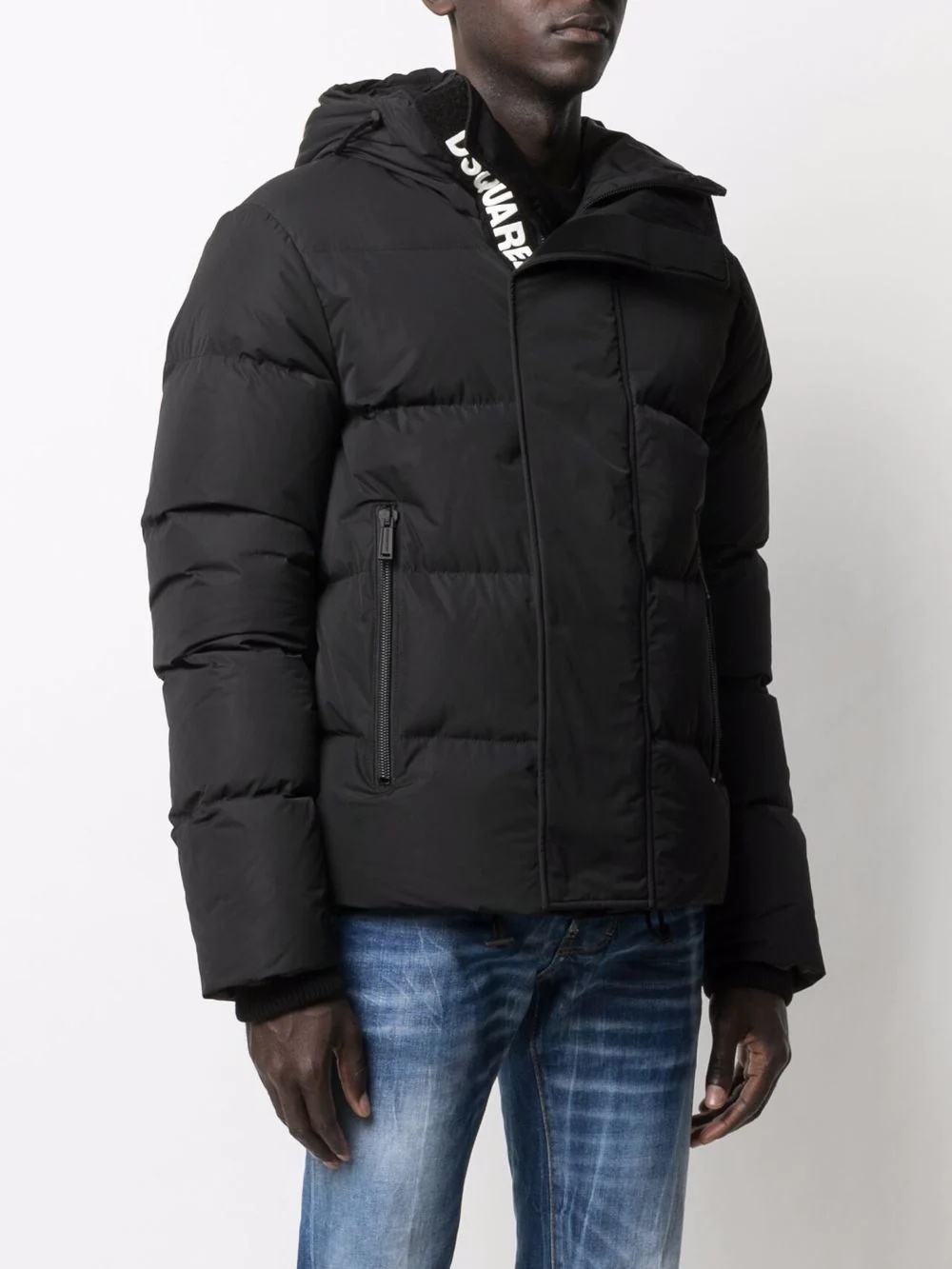 logo-print puffer coat - 3