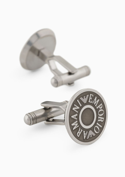 EMPORIO ARMANI Stainless Steel and IP Gun-Plating Cufflink outlook