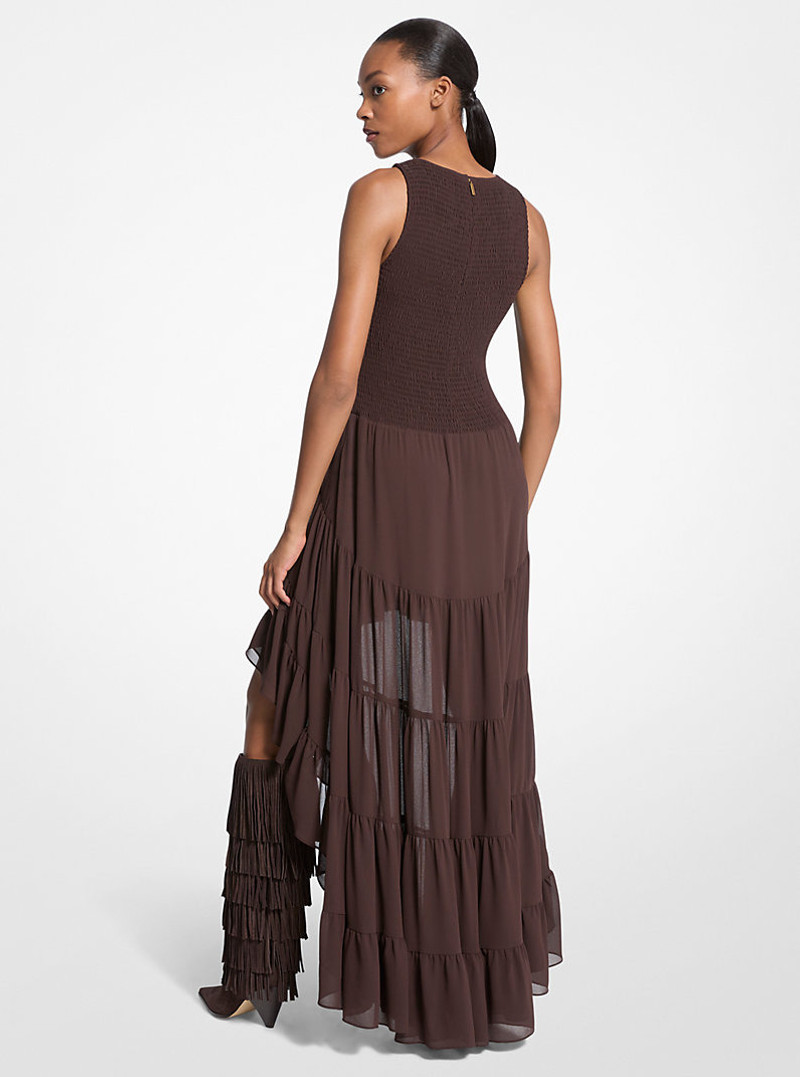 MICHAEL KORS Georgette Smocked High-Low Dress outlook