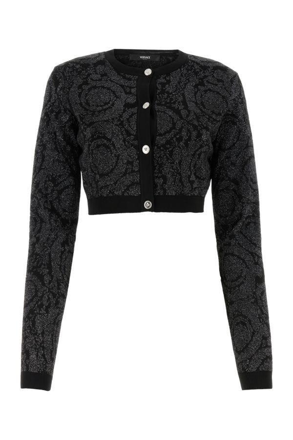 Versace Woman Embroidered Stretch Viscose Blend Cardigan - 1