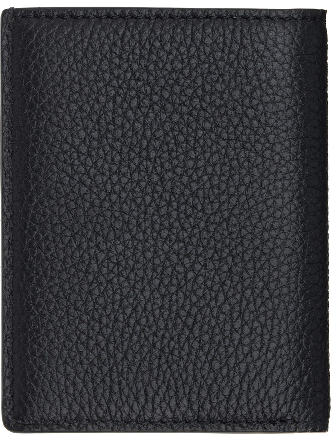 Black Grain Leather Folding Card Holder - 2