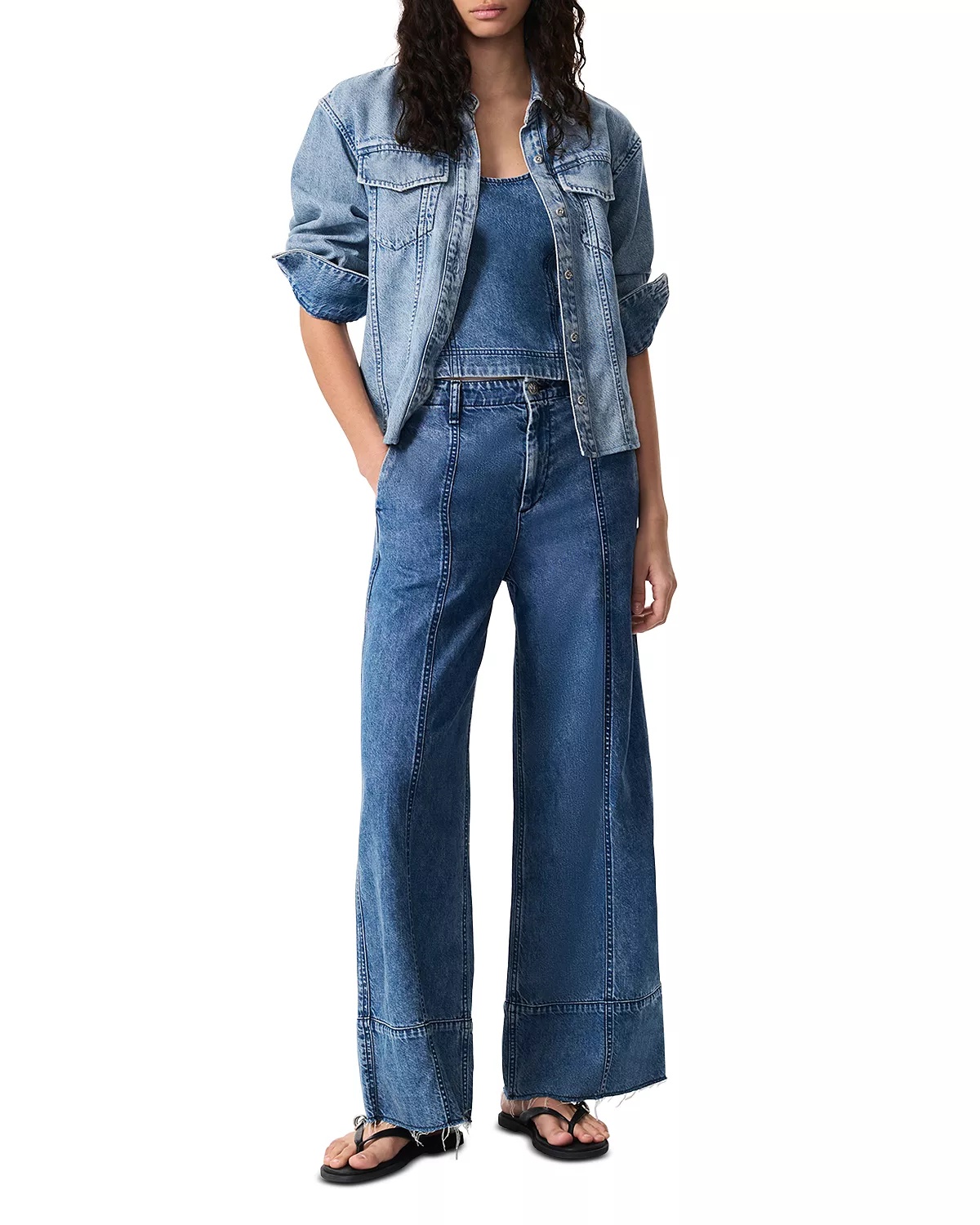 Featherweight Arianna Cropped Palazzo Jeans in Beekman - 4