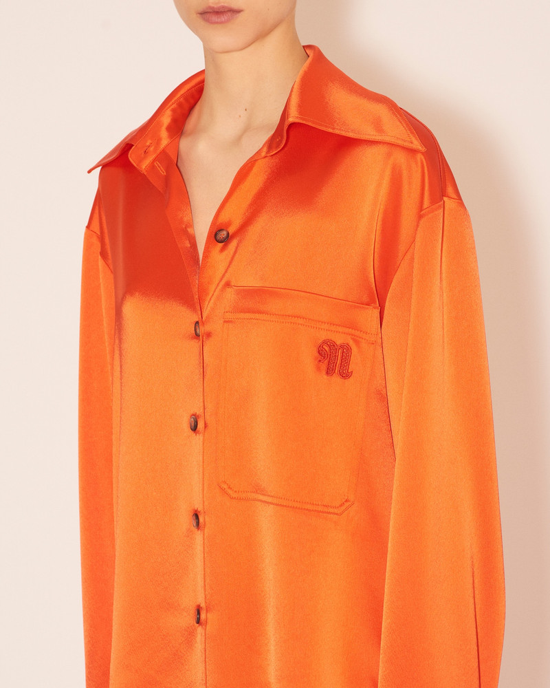 EBBA - Relaxed fit satin long sleeve shirt - Blood orange 6
