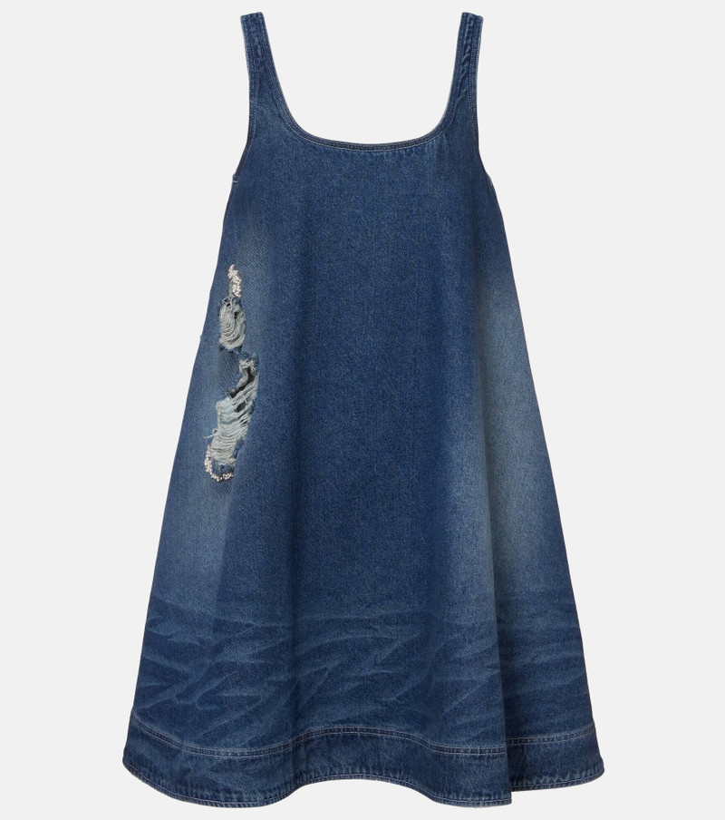 Distressed denim minidress 1