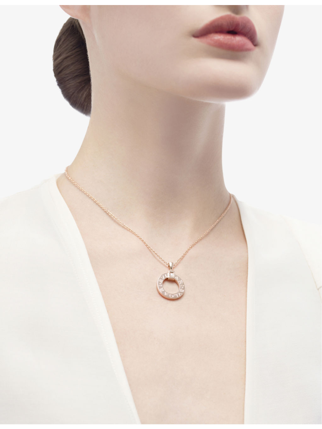 BVLGARI BVLGARI 18ct rose-gold and 0.07ct round-cut diamond pendant necklace - 2