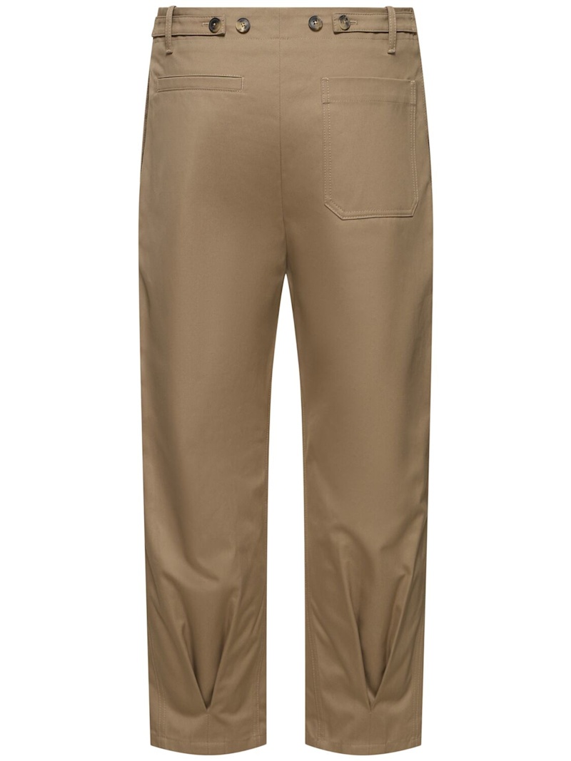 Pleated cotton gabardine pants - 3