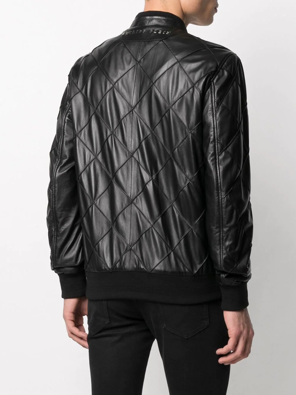 quilted leather bomber jacket - 4