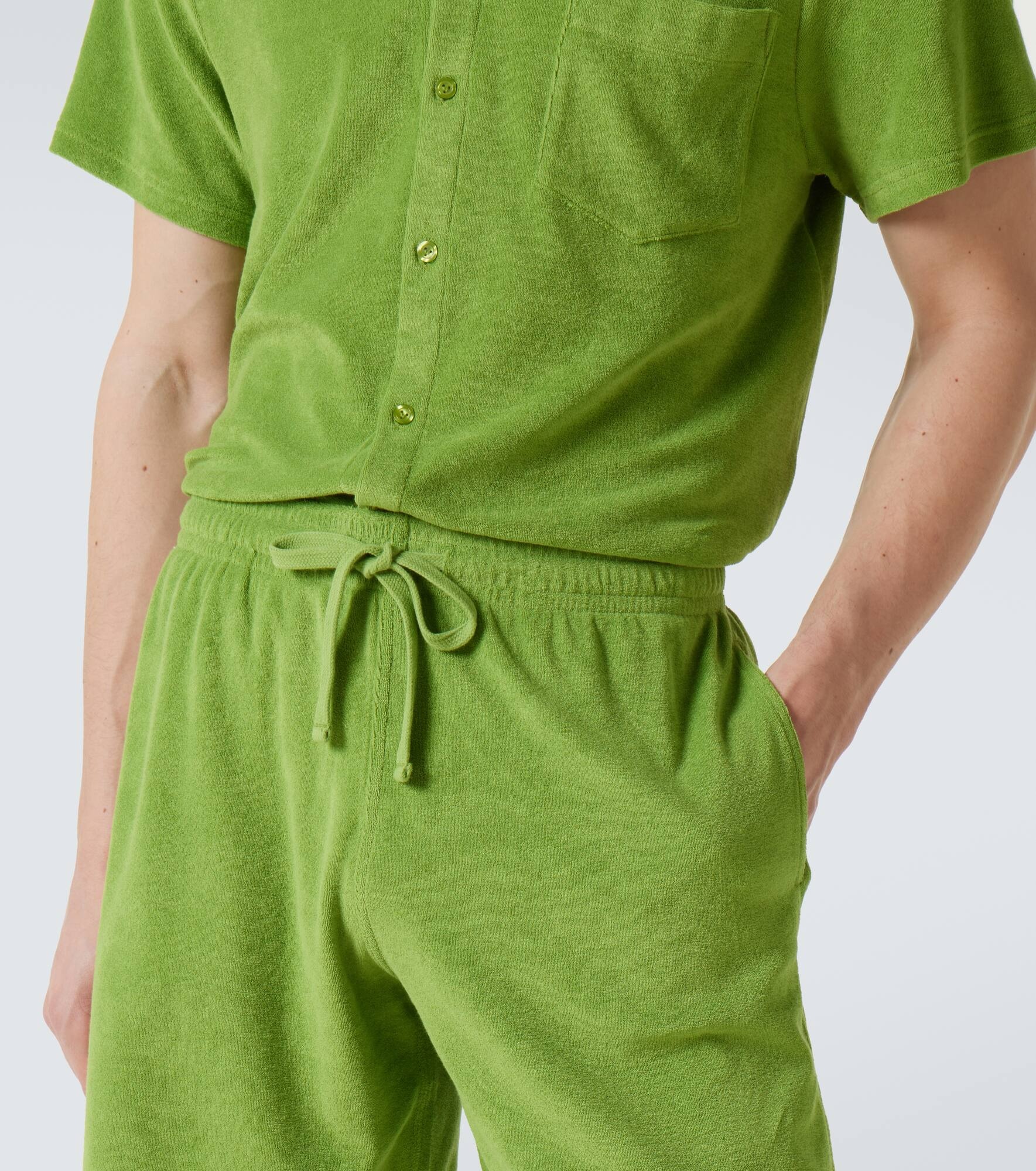 Cotton-blend terry Bermuda shorts - 5