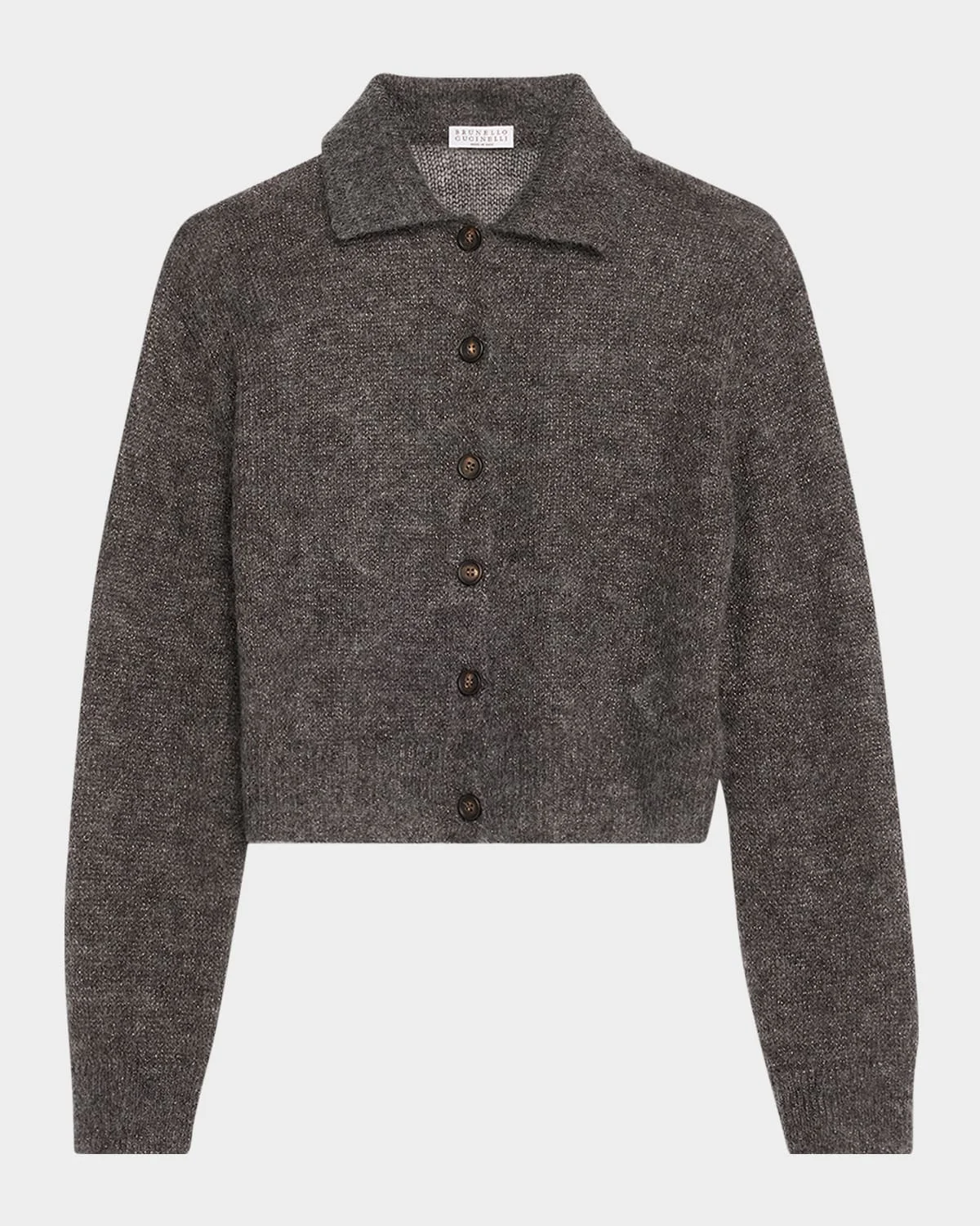 Metallic Cashmere Collared Cardigan - 1